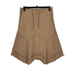 Gretty Zueger Bohemian Western Skirt Crochet Soutache Asymmetrical Drawstring XL